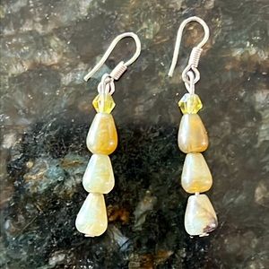 Jade with natural matrix drop earrings